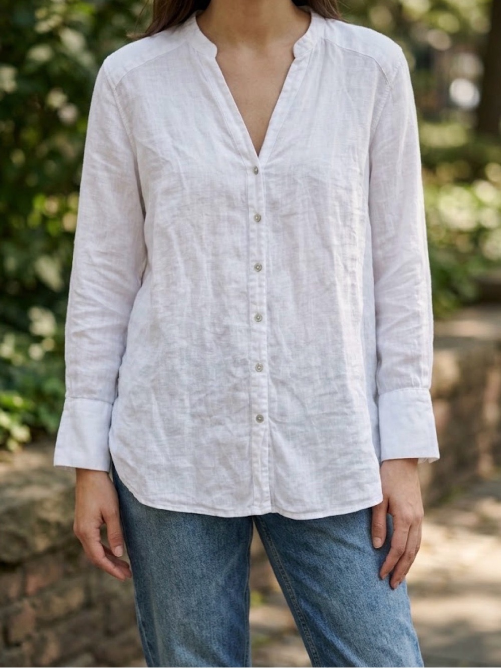 Zara Classic White Linen Button-Front Shirt